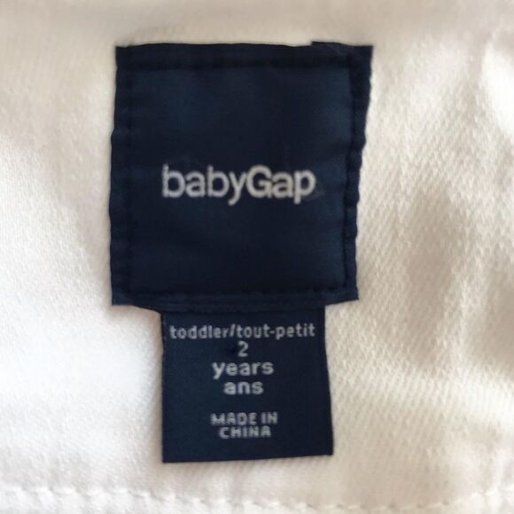 Babygap White knot straps denim shortalls EUC 2T - Picture 3 of 4